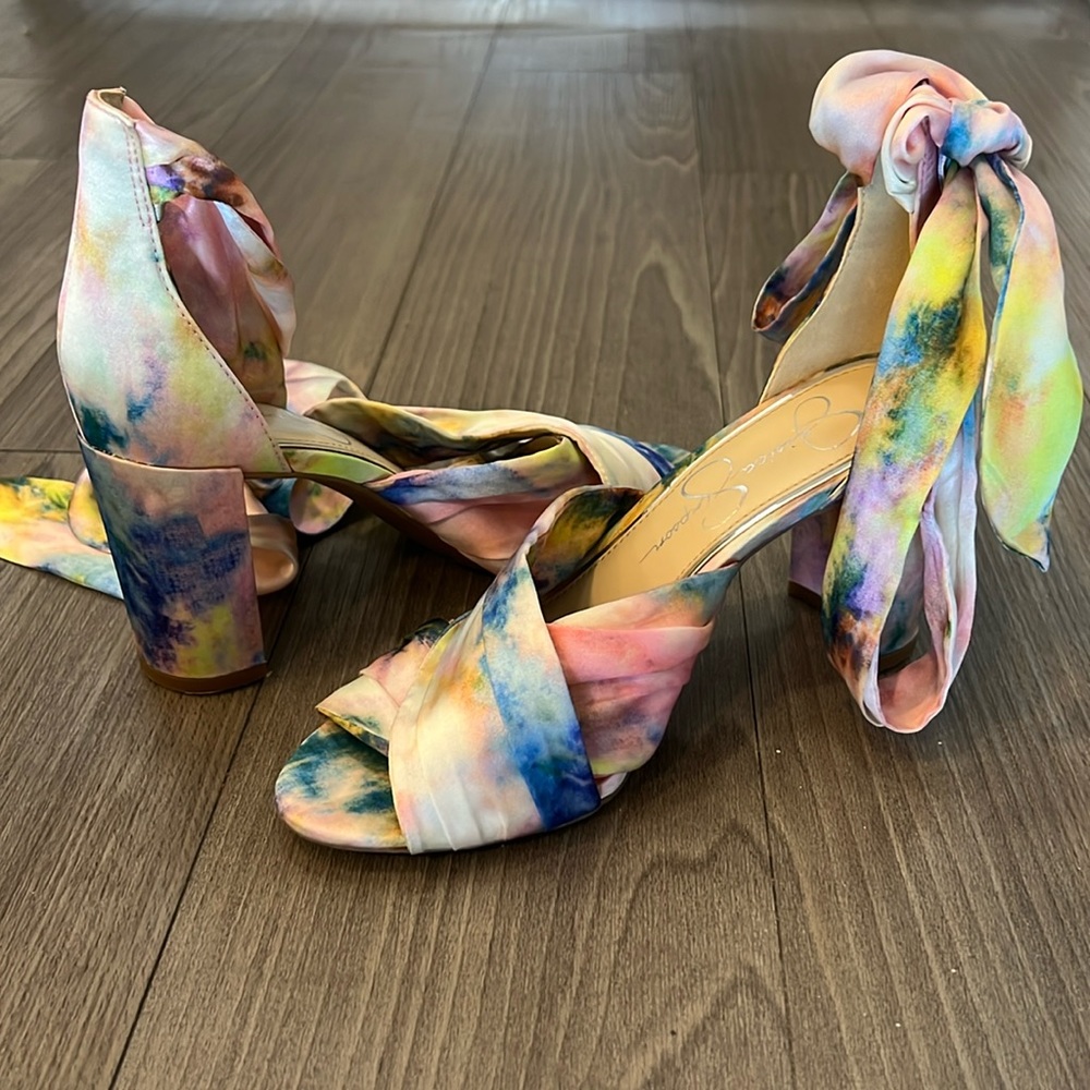 Jessica Simpson satin multicolor sandals